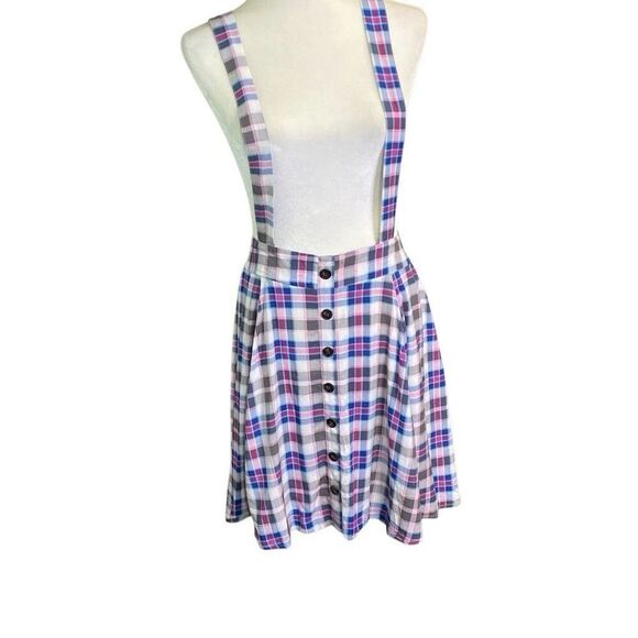 Torrid Skirtall Skirt Overall Pockets Pink Plaid Alt Flannel NWT Size 00 Large - Picture 1 of 8